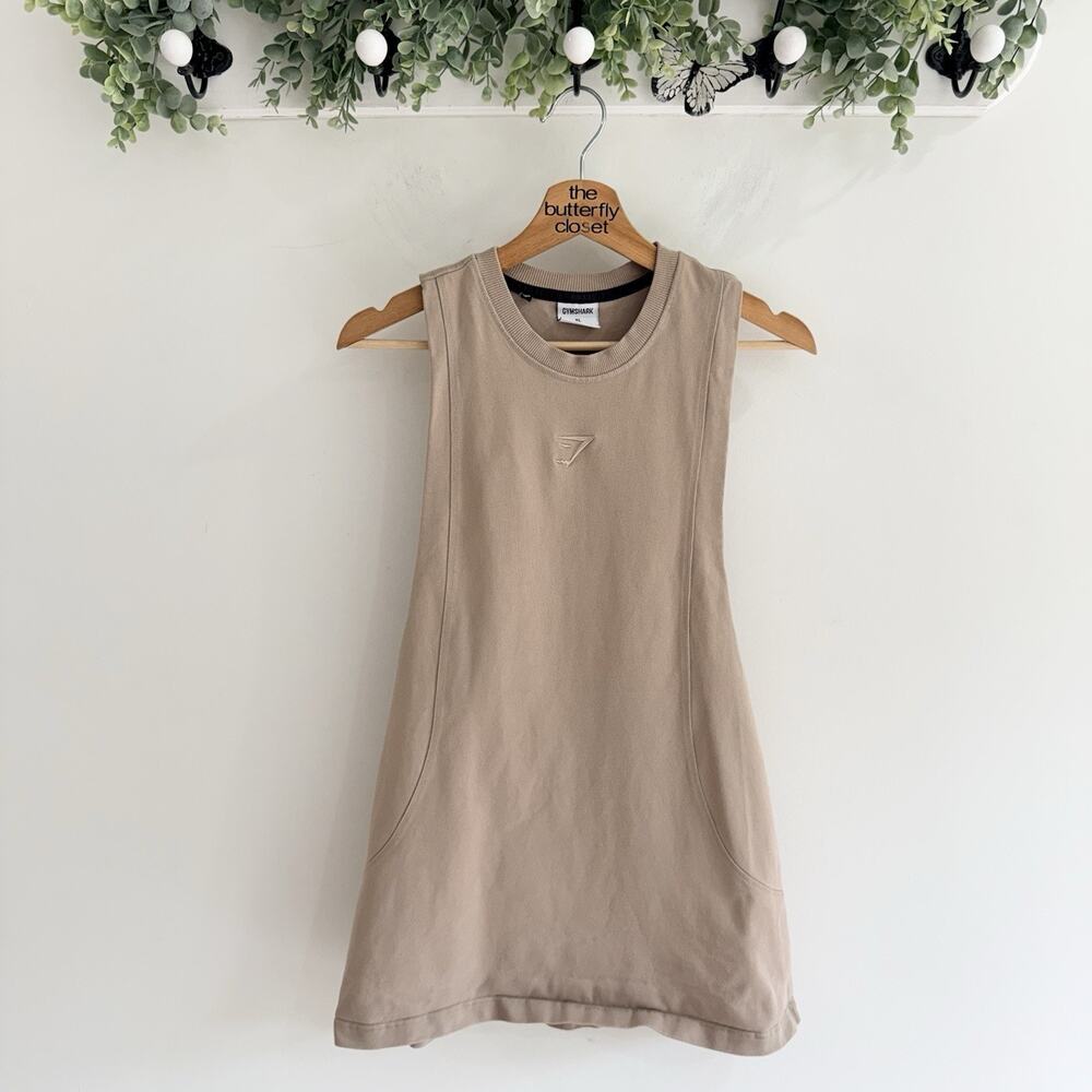 Gymshark Women’s Tan Sleeveless Tank Top Shirt Workout Athletic Size XL CD5141